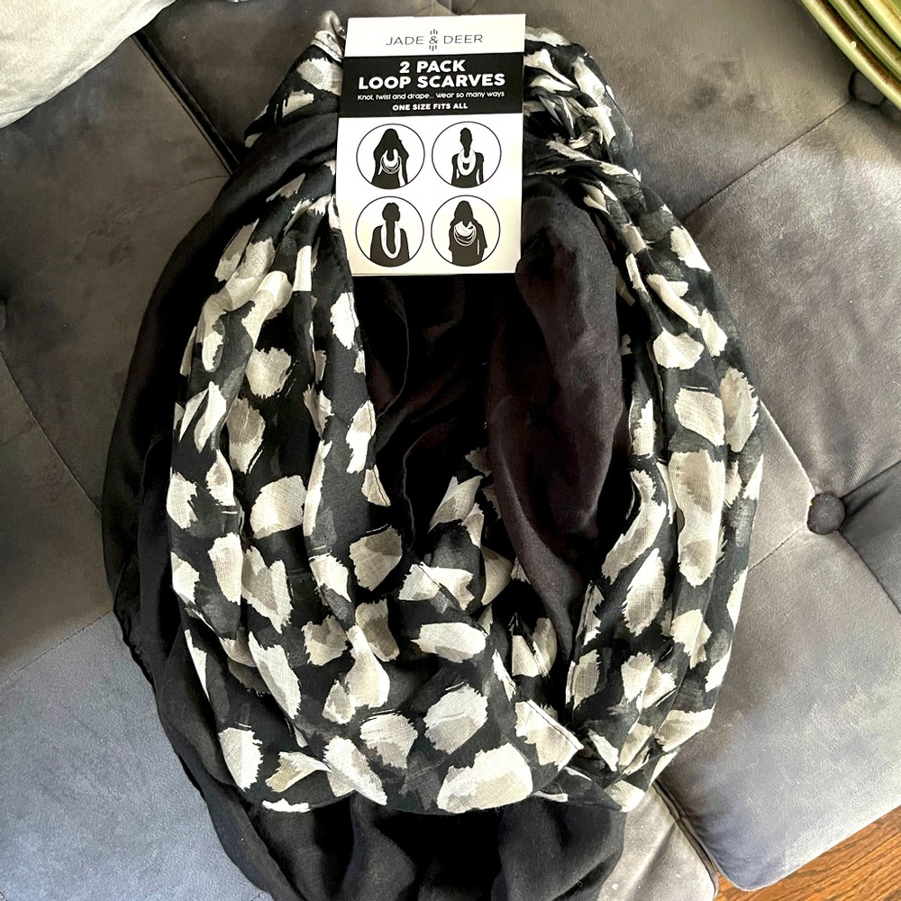 Jade & Deer Two Pack Loop Scarves